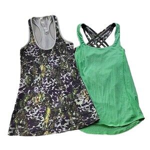 Lululemon Lot Of 2 Women Sz 4 Cool Racerback Tank & Wild Tank Built in Bra